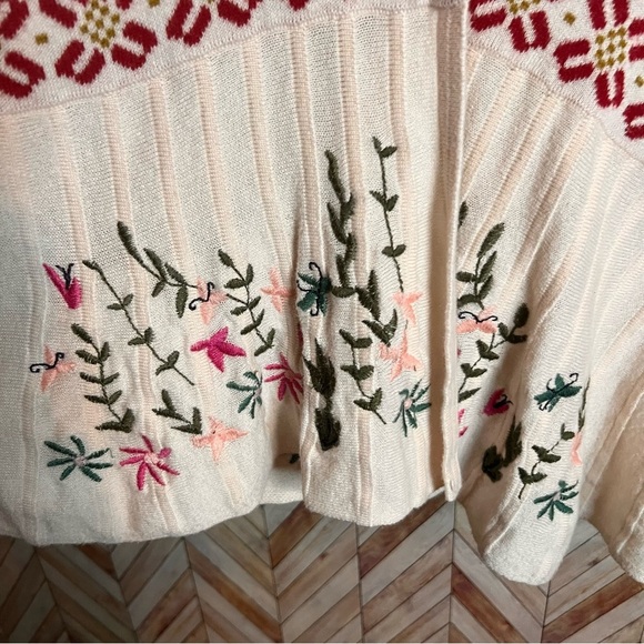 Sahalie Boutique 1 Button Embroidered Floral Cardigan Sweater Cream‎ Women Small - Picture 10 of 10